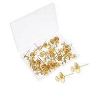 PENIKOKO 60 Piezas Tachuelas de Doble Cabeza Forma de Unidades Metálicas Doradas para Tableros de Corcho Colgar Cuadros y Decoración Interior y Exterior
