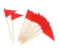 PENIKOKO 60 Unidades Palillos con Banderines Rojos Pequeños para Decoración de Alimentos Etiquetas para Buffet Aperitivos Cupcakes y Tablas de Charcutería para Fiestas y Cócteles