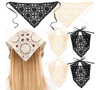 PENIKOKO 6piezas Bandanas De Ganchillo Para Mujer Negros Accesorios Para Cabello Diademas Elegantes y Versátiles Para Uso Diario y Ocasiones Especiales