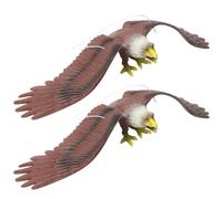 PENIKOKO Adornos de Césped con Forma de Águila 2 Piezas, Plástico Marrón, Rotación al Viento para Jardín Exterior y Control de Aves
