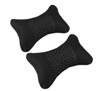 PENIKOKO Almohadas para Reposacabezas de Coche de Cuero Negro Cinturón Elástico Ajustable para Soporte Cervical Uso Año Accesorios para Interior Automóvil