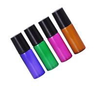 PENIKOKO Botellas Sub Vacías 4 Piezas 5 Ml Colores Mixtos Vidrio Translúcido Portátiles a Prueba De Fugas Para Aceites Líquidos y Masaje Viaje
