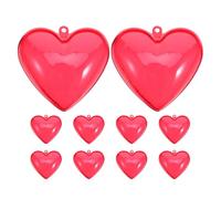 PENIKOKO Cajas de Obsequio de San Valentín en Forma de Corazón de Plástico Rojo Transparente 10 Piezas 100x98x56 Mm para Dulces, Decoración Colgante y Manualidades para Fiestas
