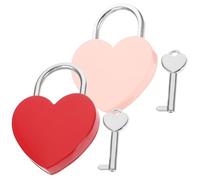 PENIKOKO Candados Llave en Forma de Corazón Pequeños Juego de 2 Unidades Grandes en Rojo y Rosa Candados para Equipaje Diario y Joyero Obsequio para Aniversario y San Valentín