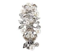 PENIKOKO Clip de Pelo Floral Vintage con Piedras Brillantes Broche de Boda Grande Aleación Resistente para Mujeres y Novias Sujeta Peinados Complejos con Diseño Blanco Elegante
