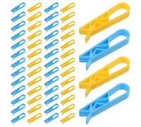 PENIKOKO Clips para Bolsas de Basura Pequeños 100 Unidades Fijadores Antideslizantes para Asas de Contenedores de Plástico Colores Azul y Amarillo Ideales para Cocina Hogar y