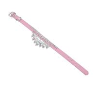 PENIKOKO Collar para Perro Pequeño de Piel PU Ajustable con Gemas de Imitación Brillantes, Cierre Metálico Resistente, Color Rosa para Cachorros y Mascotas, Collar de Cristal Elegante