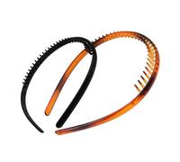 PENIKOKO Diadema Antideslizante Para Mujer 2 Unidades Aro Dentado Negro Brillante y Carey Brillante Tamaño Estándar Para Uso Diario y Fiestas