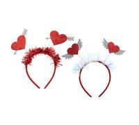 PENIKOKO Diademas de Corazón para Fiesta de San Valentín Set 2 Piezas Alas y Cupido Accesorios Cabello Femeninos Flexibles y Cómodos Ideales para Bodas y Cumpleaños
