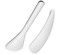 PENIKOKO Espátula Cosmética Cuidado Piel De Acero Inoxidable 2 Piezas, Raspador Facial Portátil, Herramienta Para Aplicar Crema, Uso Profesional y Doméstico, Apta Para Piel Sensible
