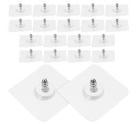 PENIKOKO Ganchos Adhesivos sin Taladro 20 Unidades Tornillos Autoadhesivos 16 MM Base Cuadrada 6X6 CM Ganchos Resistentes para Toallas Sombreros y Organización en Baño y Cocina