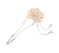 PENIKOKO Horquilla China Antigua De Esmalte Diseño Retro De Peonía, Tamaño Mediano, Color Crema, Accesorio Tradicional Para Mujeres Amantes Del Estilo Clásico Bodas y Fiestas