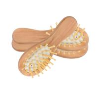 PENIKOKO Juego de 3 Mini Cepillos de Pelo de Madera, Cepillo Pequeño Portátil para Viaje Que Mejora la Circulación y Es para Uso Diario