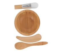 PENIKOKO Juego De Bol Para Mascarilla Facial 4 Piezas Madera, Cuenco Mezclador Mediano, Espátula y Pincel, Accesorio De Belleza Para Mujeres, Uso Casero y Spa Profesional