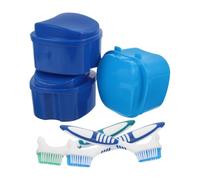 PENIKOKO Kit de 3 Unidades para Caja Compacta de Dentaduras Postizas con Cepillos Ergonómicos y Sistema de Limpieza, Adecuado para Viaje y Cuidado Diario