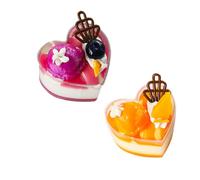 PENIKOKO Modelos de Pasteles Falsos Forma de Corazón 2 Piezas Accesorios de Fotografía Comida Falsa Realista para Decoración de Cocina y Eventos Color Aleatorio Color Aleatorio