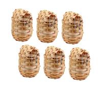 PENIKOKO Nidos De Pájaro Tejidos a Mano con Ganchos De Bambú Natural, Tamaño 10x7x12 Cm, Refugio para Pájaros Pequeños Jardín y Porche, Decoración Rústica para Amantes De Aves