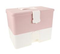 PENIKOKO Organizador De Esmaltes De Uñas De Doble Capa Estuche Portátil para Almacenamiento De Herramientas De Manicura Incluye Compartimentos para Secador De Uñas y Accesorios Pastel