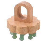 PENIKOKO Peine de Masaje de Piedra Natural de Jade Mango de Madera, Dientes Anchos para Masaje del Cuero Cabelludo, Cepillo Portátil para Cuidado Capilar en Seco y Húmedo, Uso en Hogar