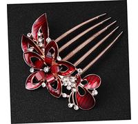 PENIKOKO Peine de Novia con Flores y Cristales Rojos Accesorio Elegante para Damas y Niñas Bodas y Fiestas Adorno de Fino y Distintivo