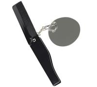 PENIKOKO Peine Plegable para Hombres Grande Dientes Finos, Llavero Espejo Ovalado Compacto, Peine de Bolsillo Portátil para Cuidado de Barba y Uso en Viaje