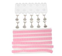 PENIKOKO Práctica para Uñas con Base Acrílica Rectangular Soporte Estable con Borde Floral y Fichas Plateadas Puntos de Arcilla Rosa para Arte y Formación Manicura Salón y Hogar