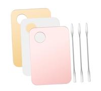 PENIKOKO Set de 3 Paletas de Maquillaje con Espátulas Bandejas para Mezclar Bases y Sombras Paletas Acrílicas Transparentes Rosas y Doradas Herramienta Profesional para Mezcla de