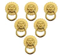 PENIKOKO Tiradores de Aleación de Zinc Vintage Cabeza de León 6 Piezas Mango Simple Dorado para Muebles Puertas y Cajones Accesorio Resistente y Anticorrosión para Gabinetes y