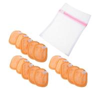 PENIKOKO Toallitas Desmaquillantes Reutilizables de Doble Capa, Toallas Faciales Lavables Naranja 15 Unidades con Bolsa para Lavado, Paños Suaves para Limpieza y Cuidado Facial en