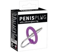 Plug pene: aro silicona y tapón uretral (lila-plateado)