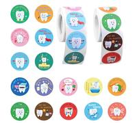 Penitue 1000 Uds Pegatinas Dentales, Redondas 3,8cm Bonitas Pegatinas Dentista Premio para Niños Divertidas Decoraciones Dentales para Portátil y Botella Agua (Estilo 1)