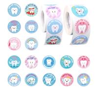 Penitue 1000 Uds Pegatinas Dentales, Redondas 3,8cm Bonitas Pegatinas Dentista Premio para Niños Divertidas Decoraciones Dentales para Portátil y Botella Agua (Estilo 2)