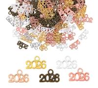 Penitue 150pzs 2026 Charms para Manualidades, Aleación Zinc 2026 Año Colgantes para Decoración Borlas Graduación Adornos Llaveros Fabricación Joyas & Proyectos Hágalo Usted Mismo (5 Colores)