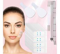 Penitue 160uds Cinta Lifting Cara y Cuello con Cordón, Parches Faciales Silicona Antiarrugas Tiras Invisibles Lifting Facial Contorno en V Cinta Reafirmante para Maquillaje Doble Barbilla Piel Flácida