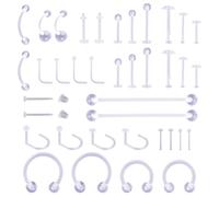 Penitue 38uds Retenedores Transparentes Piercings, Joyería Invisible para Aretes Pezón Nariz Tabique Nasal Ombligo Lengua Ceja y Labio Ideales para Cirugías Resonancias Magnéticas y Trabajo