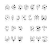 Penitue 52uds Dijes Letras Plateadas, Colgante Alfabeto A-Z Bubble con Cristal 11mm Dije Inicial Resistente al Deslustre Cuentas deslizantes para Hacer Joyería Pulseras Collares Manualidades