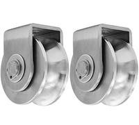 Penkwiio - Juego de 2 bloques de polea tipo U - Rodamiento dúplex de acero inoxidable 304 - Carga lisa - 400 kg - para manipulación y movimiento de materiales