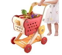Penlimly Carrito De La Compra para Niños,Juego De Comida Juguete para Niños Pequeños - Juguetes Educativos con Frutas Y Verduras De Imitación para Que Empiezan A Caminar Mayores De 3