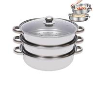 Penlimly Olla Vaporera de Acero Inoxidable - Cacerola De Inducción 28 Cm - Vaporera de Cocina de Acero Inoxidable - Preparación De Comidas Reuniones Familiares Cena Diaria Sopa De Mariscos y Verduras