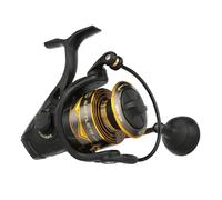 PENN Carrete de Spinning Battle® IV, Pesca en Agua Salada Señuelos y cebos para Peces de mar, Bobina de Aluminio, Robusto Carrete 5000 Tamaño del Carrete 5.6:1 Engranaje Negro, Dorado y Ahumado