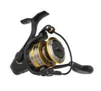 PENN Carrete Giratorio Battle® IV, para Pesca de Agua Salada con señuelo y Cebo, Bobina de Aluminio, Robusto Carrete ambidiestro 2500 Tamaño del Carrete 6.2:1 Engranaje Negro, Dorado y Ahumado