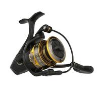 PENN Carrete Giratorio Battle® IV, para Pesca de Agua Salada con señuelo y Cebo, Bobina de Aluminio, Robusto Carrete ambidiestro 3000, tamaño 6.2:1 Engranaje Negro, Dorado y Ahumado