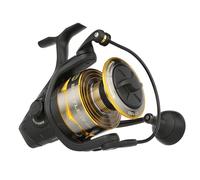 PENN Carrete Giratorio Battle® IV, Pesca de Agua Salada Señuelos y cebos para Peces de mar, Bobina de Aluminio, Robusto Carrete 8000 Tamaño del Carrete 5.1:1 Engranaje Negro, Dorado y Ahumado