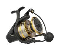 PENN Carrete Giratorio Battle® IV, Pescador de Agua Salada Señuelo y Cebo para Peces de mar, Robusto Carrete de Aluminio ambidiestro 8000 de Alta Velocidad Tamaño 5.3:1 Negro, Dorado y Ahumado