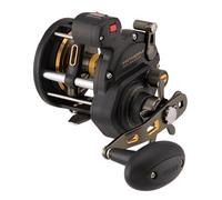 PENN Fathom® II Level Wind, Carrete de Pesca, carretes convencionales, Pesca de mar - Costa/Lago, Pesca en Orilla y Kayak, Unisex, Oro Negro, 30LC | Mano Izquierda