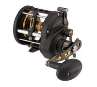 PENN Fathom® II Level Wind, Carrete de Pesca de Agua Salada, carretes convencionales, Pesca de mar - Nearshore/Lago, Pesca en Orilla y Kayak, Unisex, Negro Dorado, 30 | Mano Izquierda
