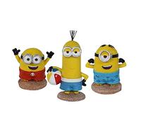 Penn-Plax Minions - Paquete de Adornos de Acuario de 3 Piezas con Licencia Oficial, Incluye Kevin, Stuart y Bob, temática de Playa, pequeño