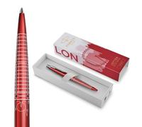 Parker Pens Bolígrafo Jotter Edición Especial Rojo Londres borde cromado tinta azul con estuche