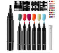 Penna per unghie Giani, penna per smalto Giani - 6 colori per set, penna per smalto 3 in 1 ad asciugatura rapida per donna, penna per smalto facile per nail art fai da te (6 Pcs-F)
