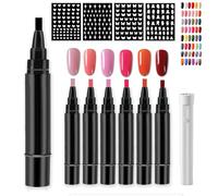 Penna per unghie Giani, penna per smalto Giani - 6 colori per set, penna per smalto 3 in 1 ad asciugatura rapida per donna, penna per smalto facile per nail art fai da te (6 Pcs-D)